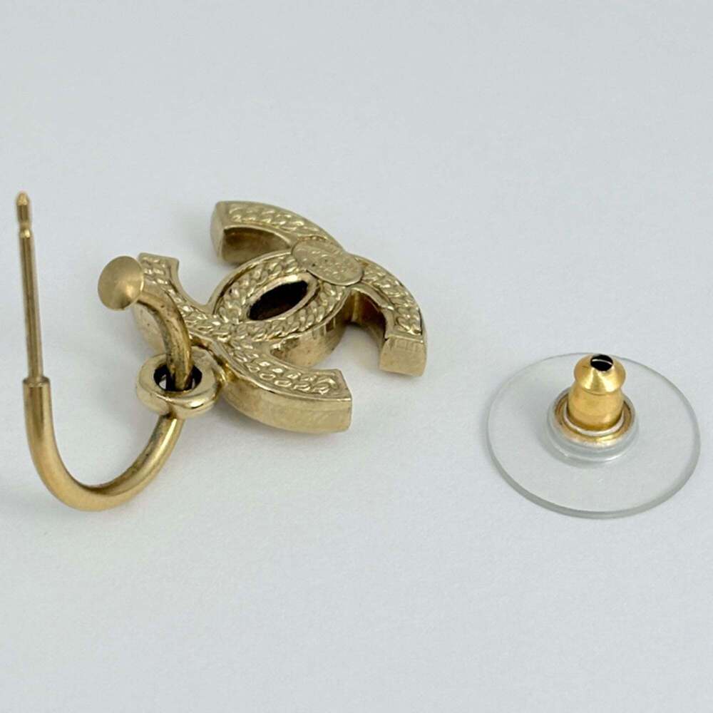 CHANEL Gold Logo Earrings - Picture 3 of 5